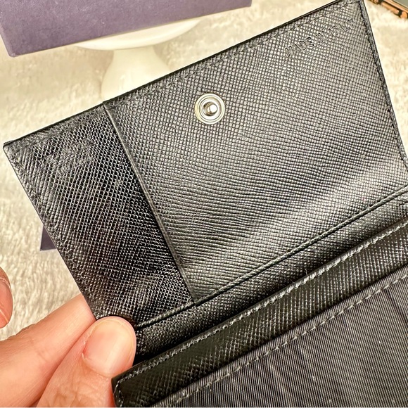 PRADA Tessuto black nylon and leather credit card holder or badge ID wallet case - Picture 10 of 14